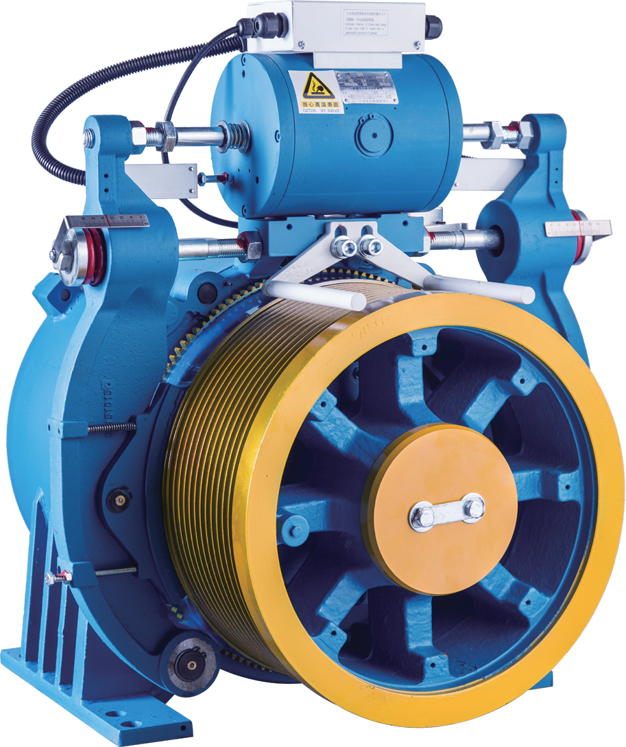 Double Wrap Gearless Elevator Traction Machine With Brake